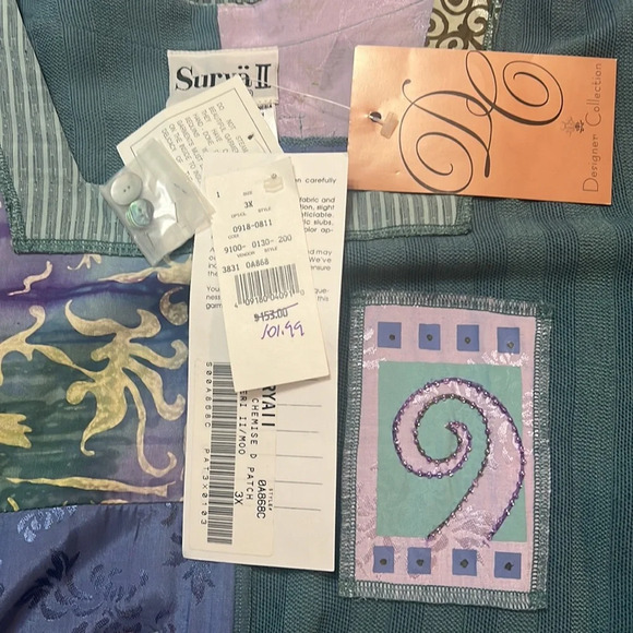 Surya II Pale Green and Lavender Beaded Patchwork‎ Maxi Dress. Size 3X. NWT. - Picture 12 of 14